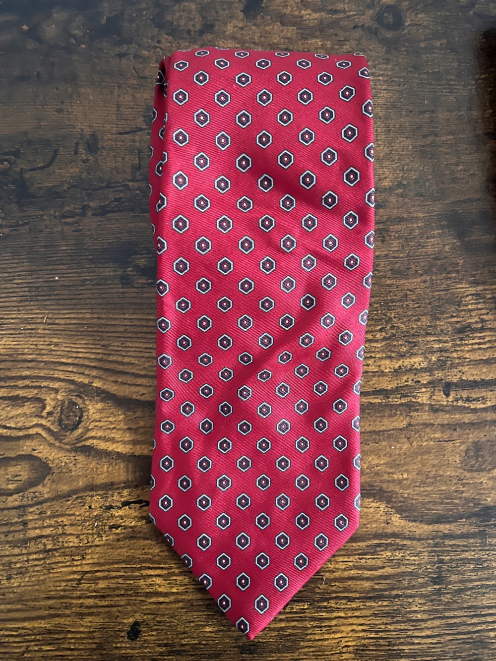 Paco Rabanne Red Geometric Silk Tie